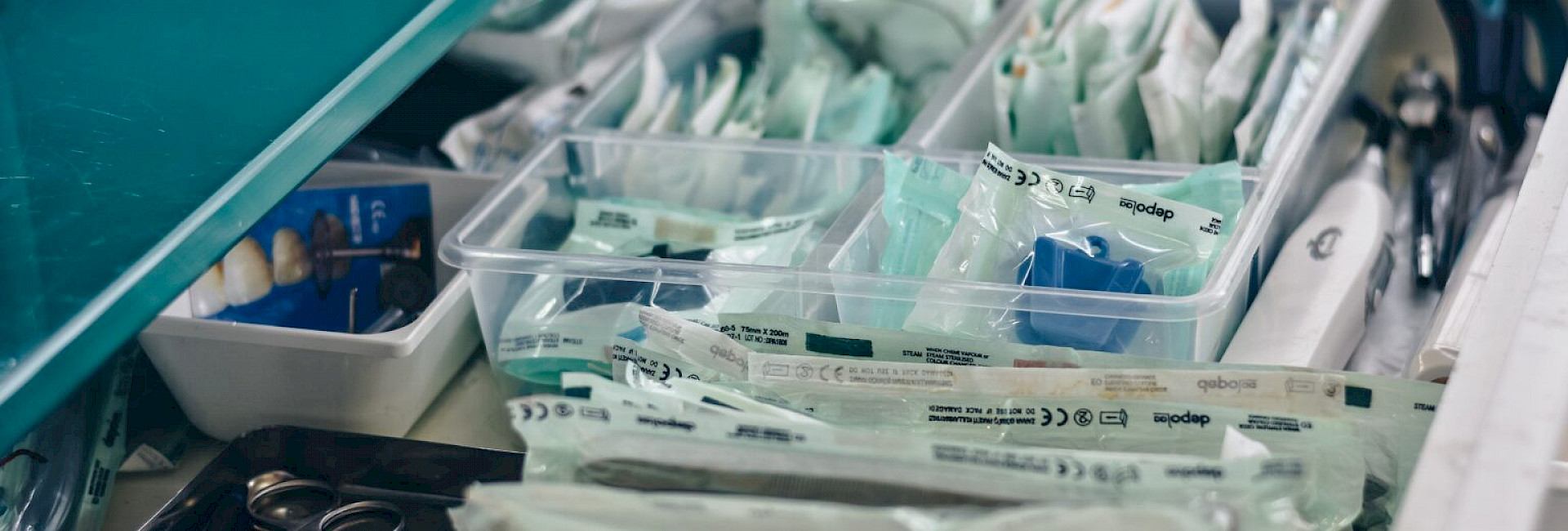 Sterile medical devices in a drawer