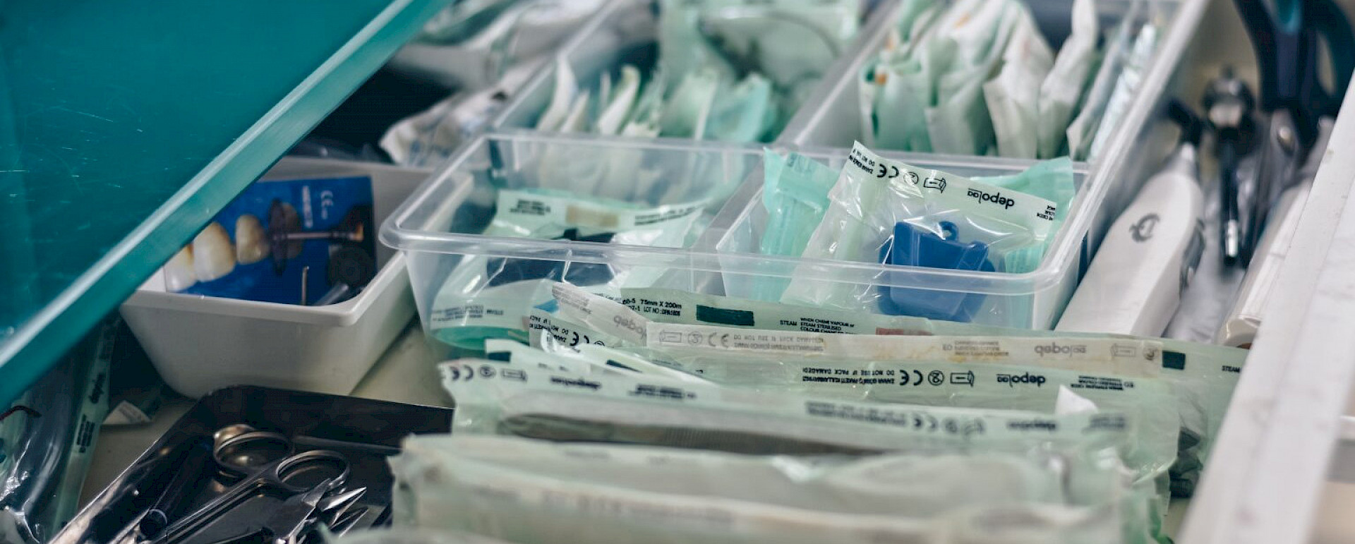 Sterile medical devices in a drawer